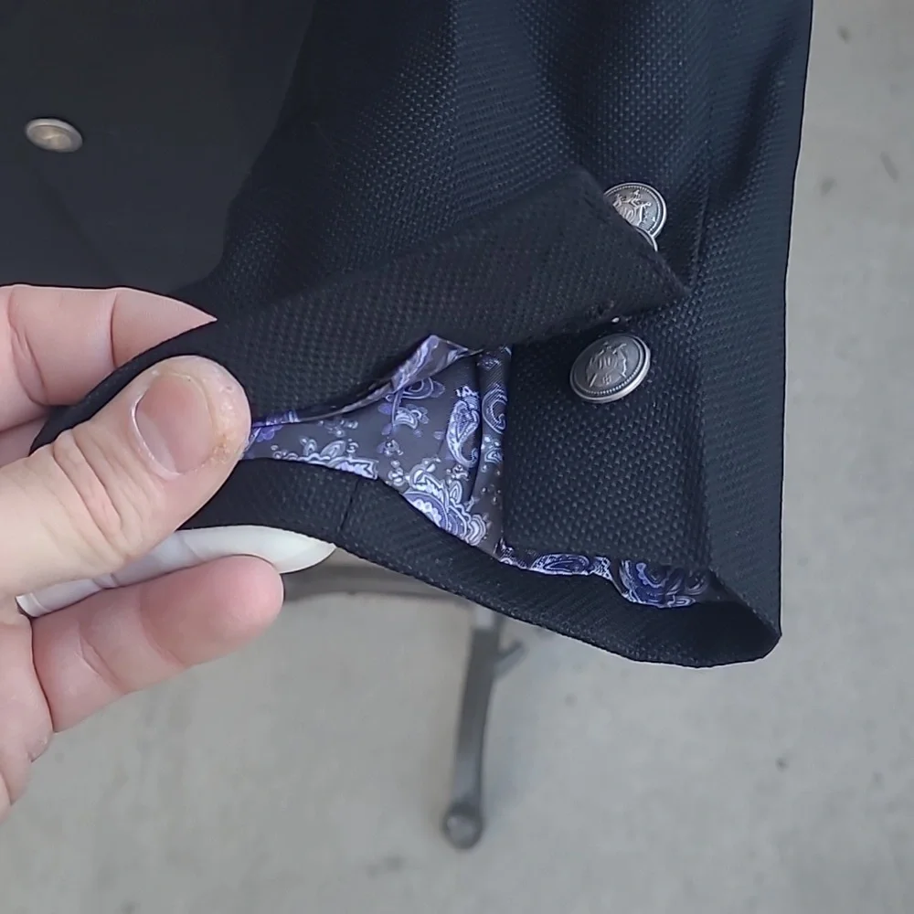 KNOT STANDARD Custom Black Weave Wool Metal Buttons‎ 42 S Mens Sport Coat Blazer